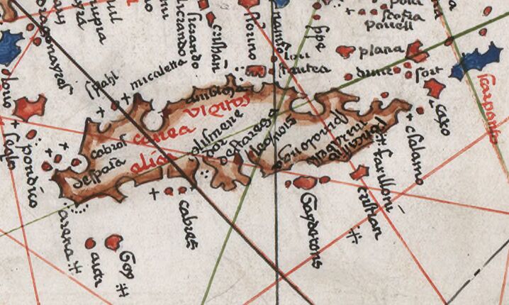 1500-1599 Carte de l'Océan Atlantique Nord-Est, de la Mer Méditerranée et de la Mer Noire (Fac-similé manuscrit) : Salvat. de Pilestrina en Mallorques (14..-1511) Progel, Otto (1815-1887) Copiste.jpg